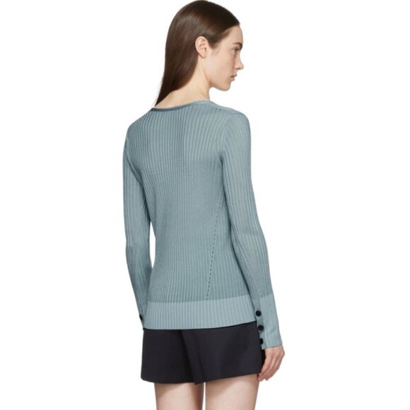 Rag & Bone Alyssa Ribbed V-Neck Sweater - Lake Blue - Size Small - Picture 2 of 8